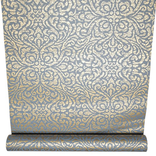 Blue floral damask - floral, wallpaper