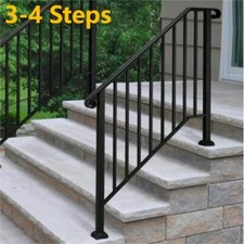 Outdoor Handrails Durable Wrought Iron Railings Hand Rails Fit 3-4 Porch Steps