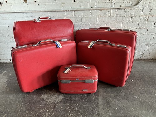 Vintage red suitcase american - vintage,