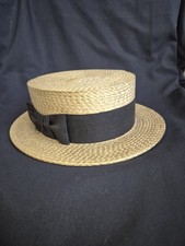 VINTAGE STRAW BOATER HAT  MADE