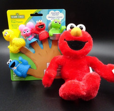 Sesame Street Bundle Pack - 5 Finger Puppets & Elmo 6" Plush Doll - New