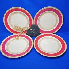 SAMPSON BRIDGWOOD 4 x 1930s Maroon & Gold PLATES (23cm) * Vintage A3635 * GC