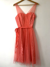 Debut Lace Cocktail/Formal Dress - Boned Bodice, Side Zip, Size UK12 in VGC