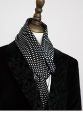 Mens 100 Silk Scarf Vintage Polka Dot Double Layer Long Neckerchief Black Blue