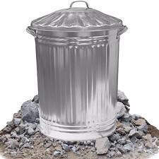 GALVANISED METAL BIN GARDEN RUBBISH DUSTBIN HOME STRONG WASTE 3 SIZES