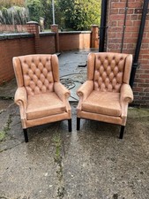 CHESTERFIELD QUEEN ANNE CHAIRS IN TAN LEATHER 30 AVAILABLE £250 PER CHAIR