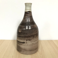 Studio Pottery Large Vase Narrow Neck Smooth Glaze Terracotta Handmade 24cm