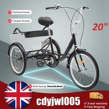 20Inch Adult Tricycle 3 Wheel Bike Single Speed with Child Seat &Shopping Basket
