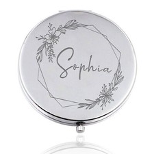 Personalised Floral Compact Mirror Handbag Pocket Mirror Birthday Christmas Gift