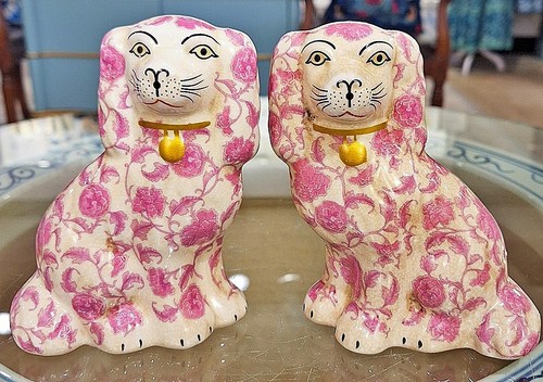 Pair porcelain pink white - of,