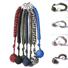 Strength Paracord Steel Ball Black Monkey Fist Keychain Outdoor Hiking
