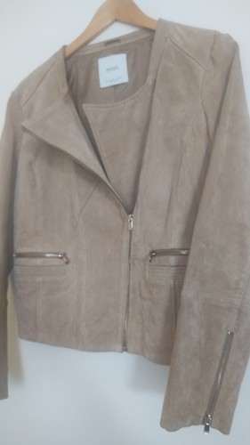 Beige suede jacket mango - beige,