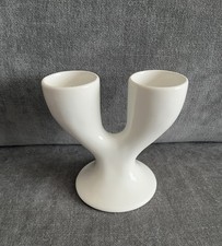 Vintage White Double Egg Cup Ceramic 
