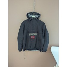 Napapijri Rainforest Winter Jacket Mens Medium Black Anorak Fleece Lined Hooded