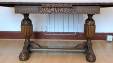 English Carved Oak Dining Extendable Table- With 4 Chairs