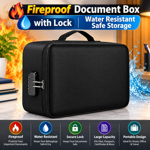 Fireproof document box with - fireproof,