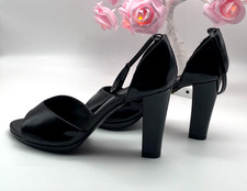 Graceland Shoes Hills Women Black Lacquered Ankle Straps Open Toe Size 3