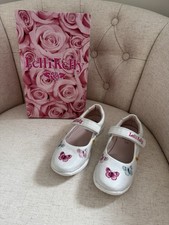 Lelli Kelly Girls white with pink butterfly shoes UK 11 used great condition 