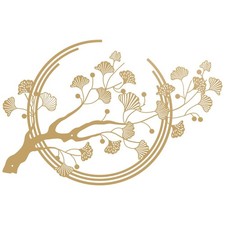 ESTART Large Metal Ginkgo Tree Leaf Wall Art, Gold Wall Decoration Creative H...