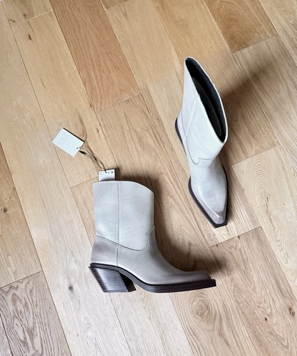 Zara white grey leather - zara, cowboy