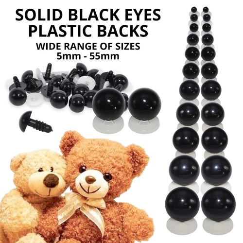 Solid black teddy - eyes, safety