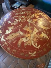 Chinoiserie,Chinese Import Lacquered Tilt Top Table 