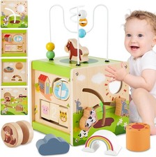 BUYGER Wooden Activity Cube