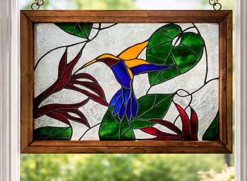 Stained glass hummingbird - glass,