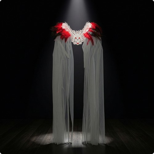 Shoulder cape with feathers - cape,