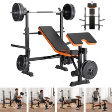 600lbs Weight Bench Adjustable Bench Press Set with Squat Rack Olympic Workout