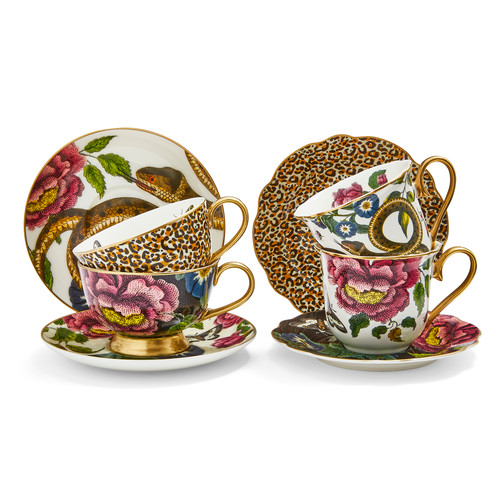 Spode floral teacup - floral, saucer