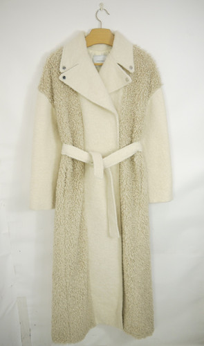 Longchamp shearling coat ecru - longchamp,