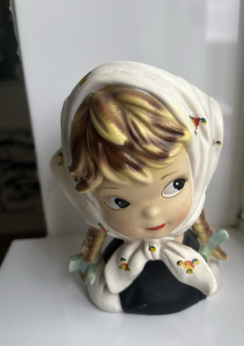 Vintage lady head vase - lady,