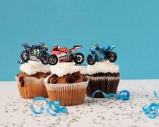 PRE-CUT Edible Motorbike Cupcake Toppers Decorations Birthday Party Events 12PK