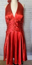 Philip DiCaprio 10 Red Satin Halter Fit Flare Ballroom Dress Vintage Dancing