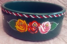 FRUIT BOWL WOODEN DARK GREEN