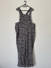 Zara Women Floral Cotton Blend Sleeveless Pockets Jumpsuit Size Large