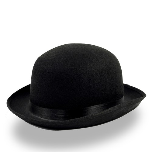 Black felt bowler derby hat - felt,