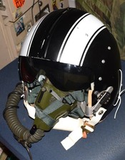 VINTAGE GENTEX USAF MILITARY PILOTS FLIGHT VISOR HELMET & MBU-5/P MASK STRIPED