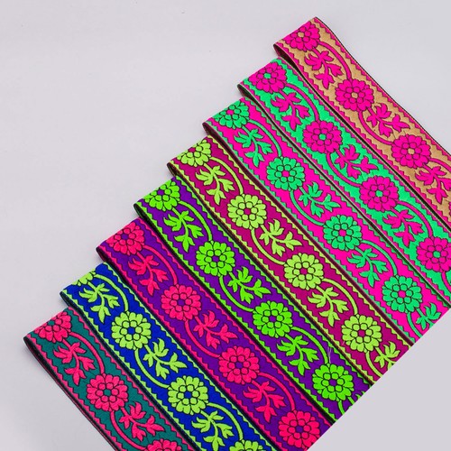 Floral jacquard ribbon trim - floral,