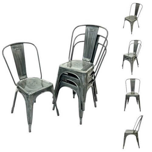 Silver metal tolix chairs - silver,