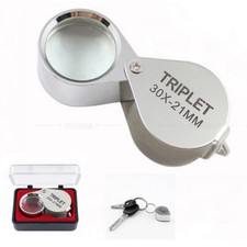 Jewelers Eye Loupe Pocket Magnifier Magnifying Glass Jewelry Diamond 30x21mm UK