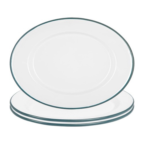 White enamel serving - enamel, platters
