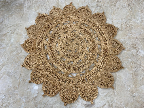 Natural jute round rug - natural,