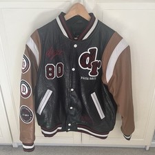 Zara Varsity Leather Jacket Brown/Black Size Small