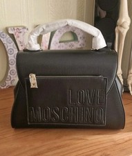 BNWT LOVE MOSCHINO BLACK FAUX LEATHER GRAB BAG & STRAP 