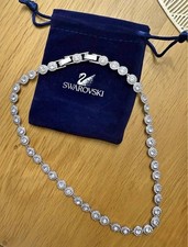 Swarovski Una Angelic Tennis necklace Round cut, Medium, White, Rhodium plated