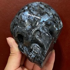 Black Obsidian Skull - Glossy Gothic Sculpture - Healing Crystal Art  - 2.17LB