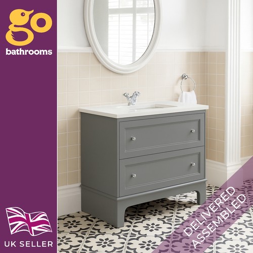 Grey bathroom vanity unit - bathroom,