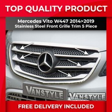 FITS MERCEDES VITO W447 14>19 UPPER GRILLE TRIMS POLISHED STAINLESS STEEL CHROME